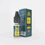 Eine Flasche CANNA24 35 % CBD-Liquid für die E-Zigarette – 10 ml neben der Kartonverpackung. Das Etikett und die Schachtel mit der Aufschrift „CANNA24“ zeigen Einzelheiten auf Deutsch. Die Schachtel zeigt ein Marihuanablatt-Logo mit dem Markennamen „Canavape“ und hebt Premiumqualität und natürliche Terpene hervor, ideal für Ihre E-Zigarette.