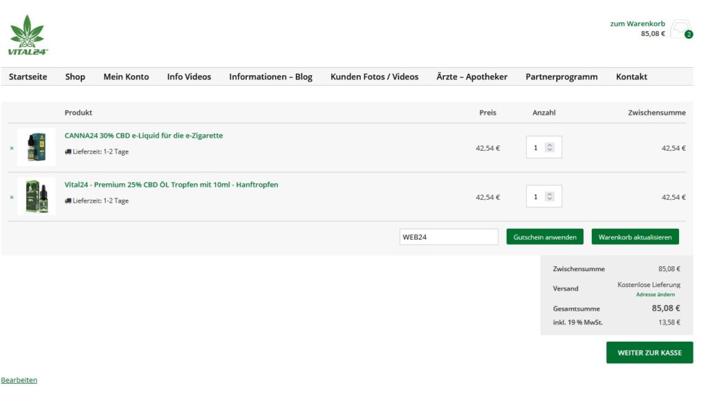 rabatt und aktionen bei vital24